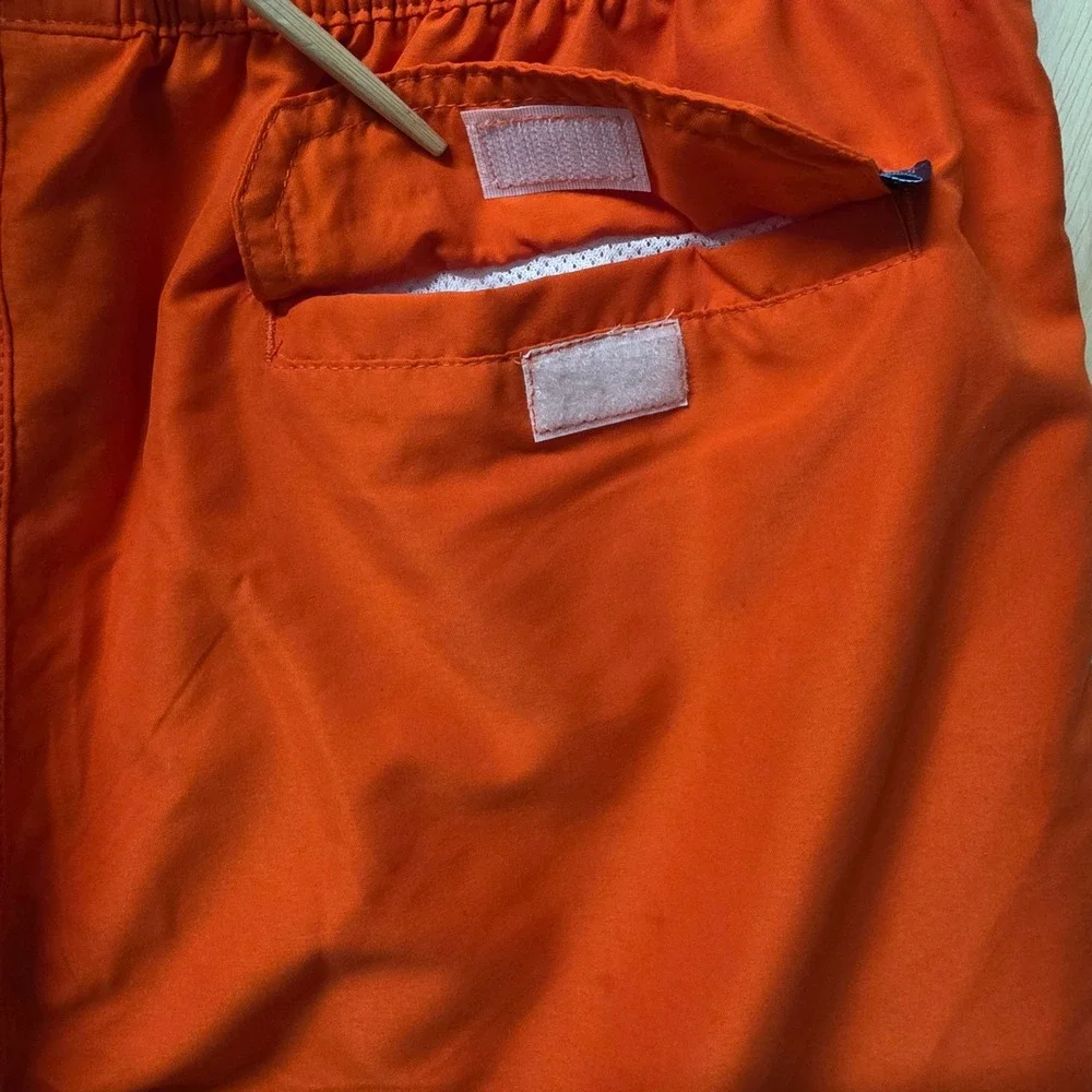 Hot Coals‎ Mens Orange Swim Trunks Quick Dry UPF 50+ Side Stripe Mesh Lining M